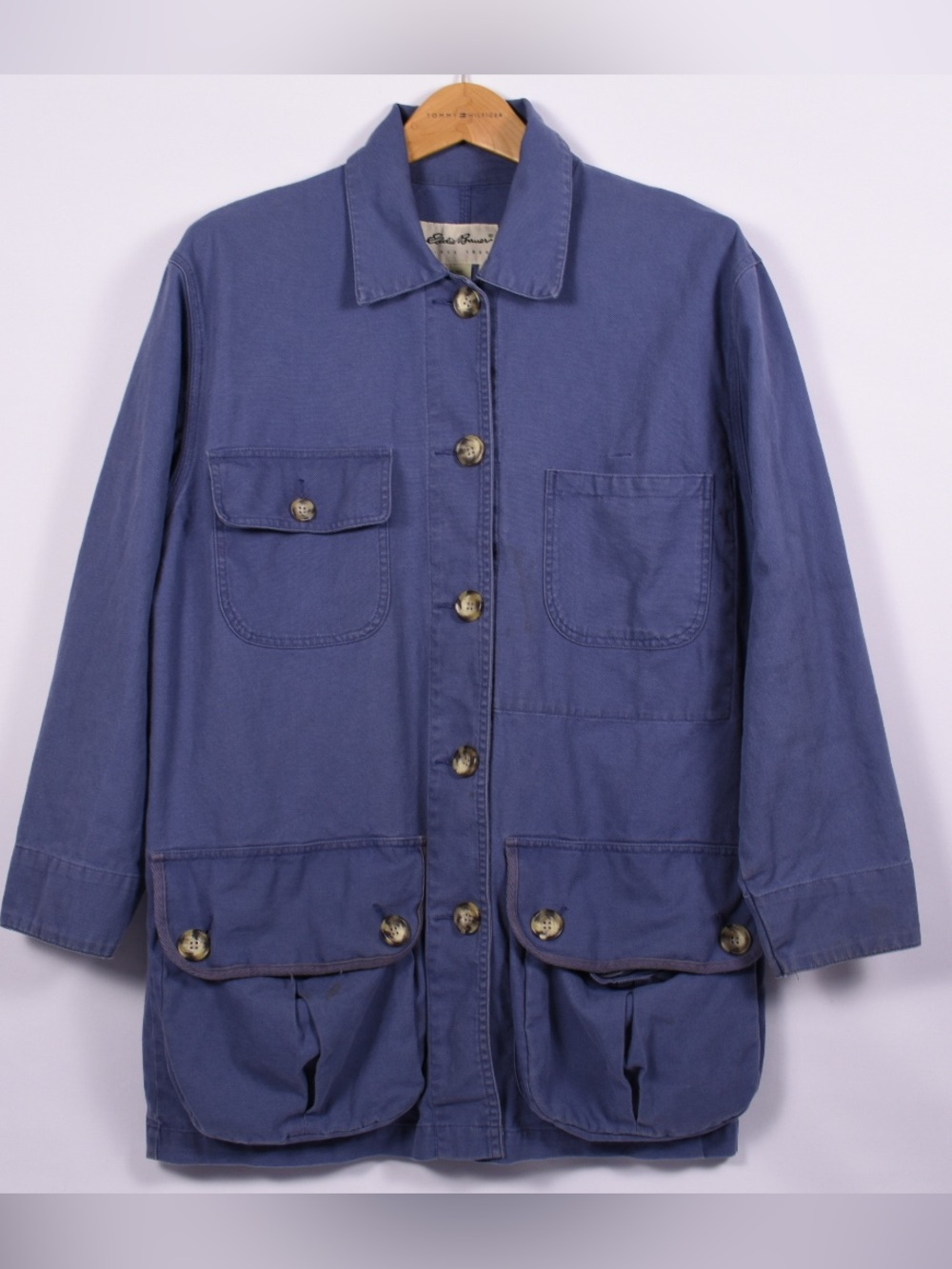 Vintage Eddie Bauer Chore Jacket Blue Workwear Utility Women’s Small